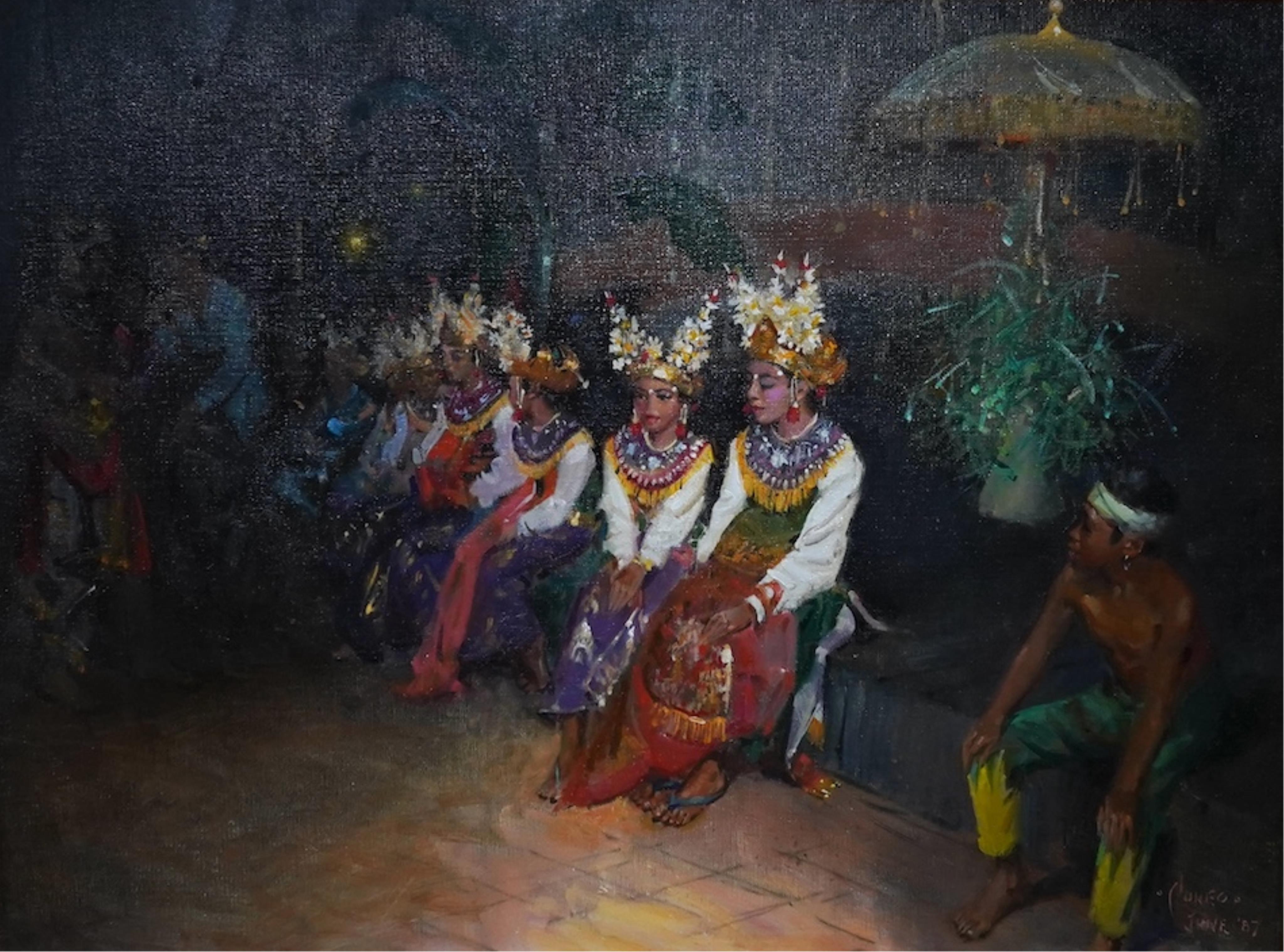 Terence Tenison Cuneo (British, 1907-1996), 'The Dancers in Bangkok', oil on canvas board, 44 x 59cm